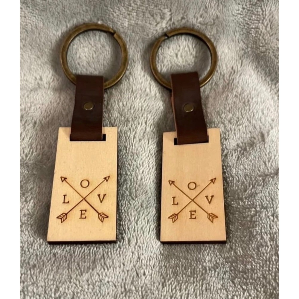 Hallmark "LOVE" Wood Keychain Lot (2)